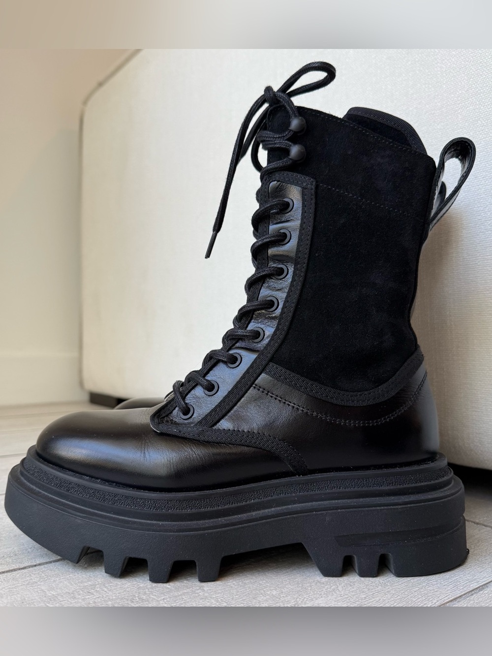 All Saints Alexia Lug Sole Combat Boot Women - Picture 9 of 14
